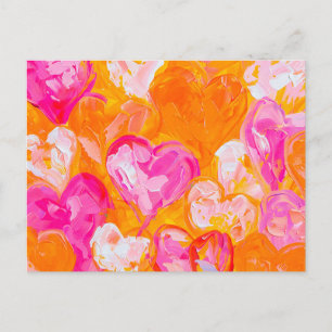 Painted Hearts Vibrant Abstract Valentine’s Day Ba Postcard