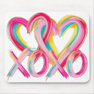 Painted Hearts & XOXO Mouse Pad