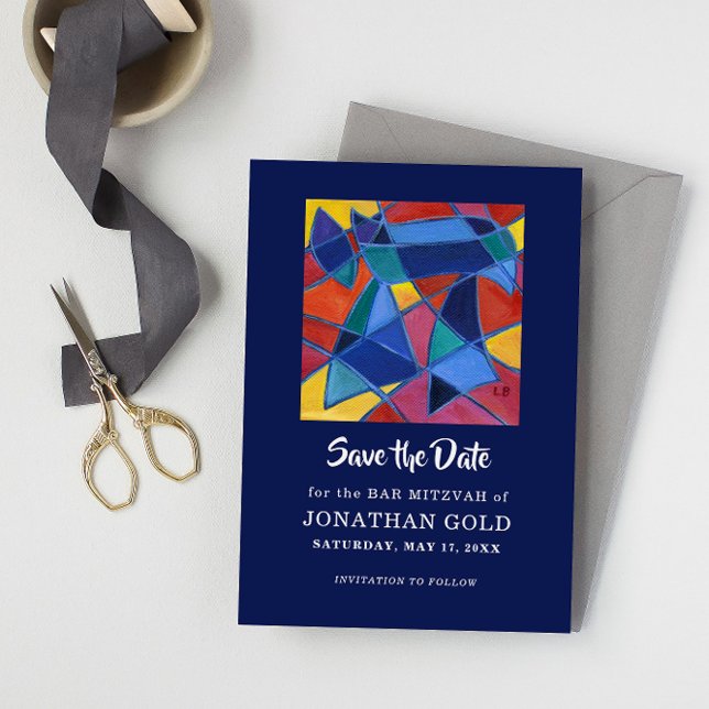 Painted Hebrew Word "Chai" – Life Save The Date ("Chai" Save the Date: bar mitzvah, bat mitzvah, b'mitzvah)