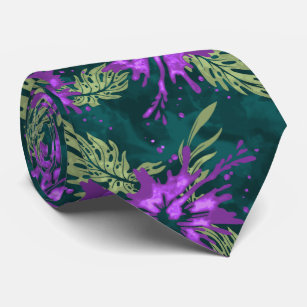 Painted Hibiscus Hawaiian Floral Two-sided Printed Neck Tie