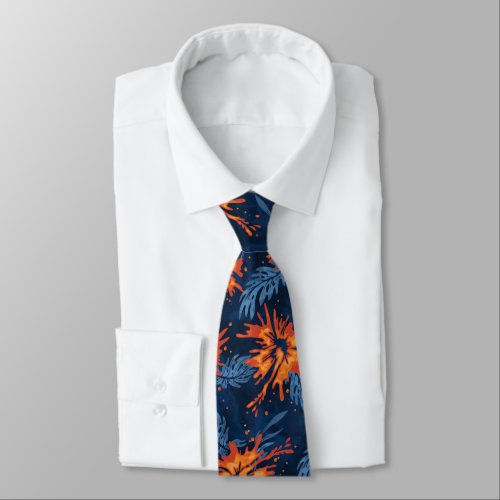 Painted Hibiscus Hawaiian Floral Two_sidedPrinted Tie