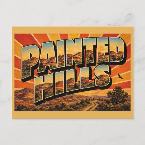 Painted Hills Oregon Striped Claystone Desert Art Postcard