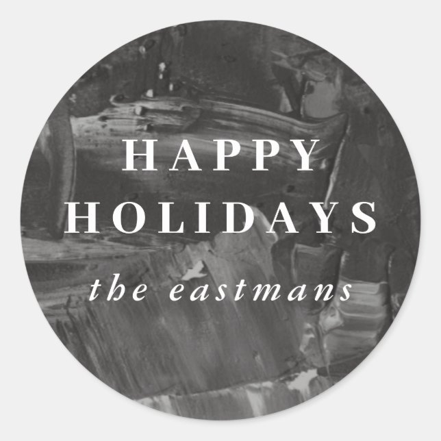 Painted Holiday Envelope Seal Sticker - Black (Front)