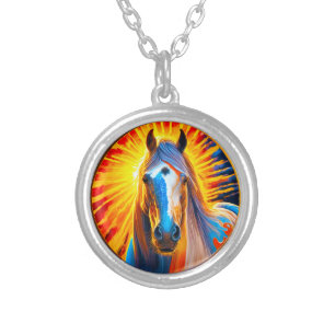 Painted Horse 03 Silver Plated Necklace