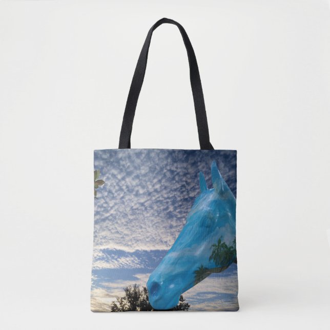 Painted horse and early morning sky on a tote bag (Front)