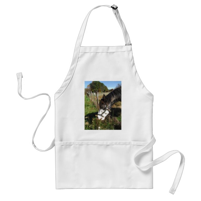 Painted Horse, Eating Queen Ann Lace flower Adult Apron (Front)