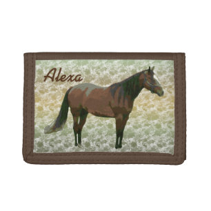 Painted Horse Personalized Tri-fold Wallet