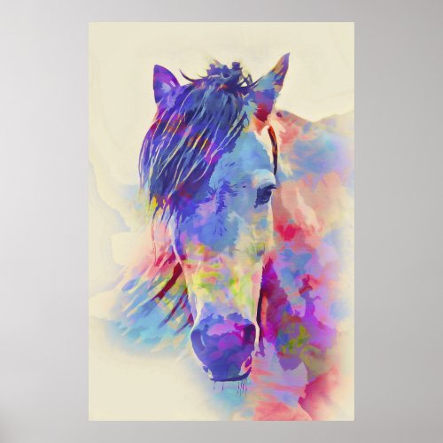 Painted horse portrait poster