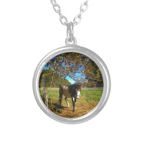 Painted Horse Silver Plated Necklace