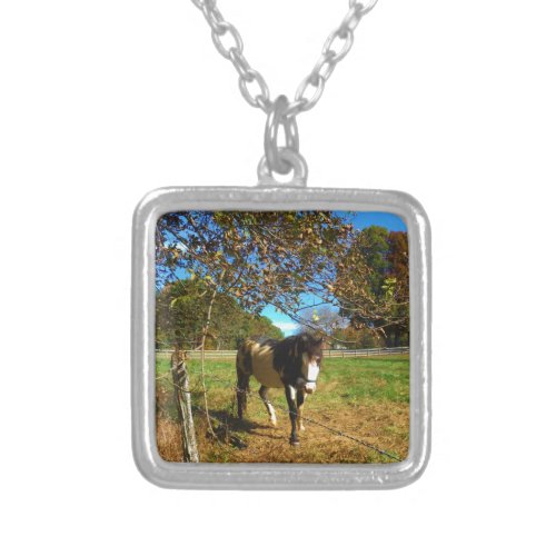 Painted Horse Silver Plated Necklace