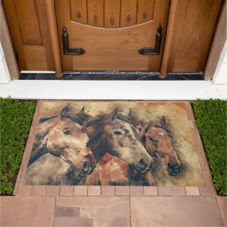 Painted Horses Collage Ranch Farm Home Doormat