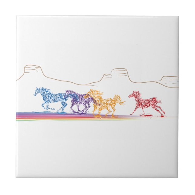 Painted Horses in the Painted Desert Ceramic Tile (Front)