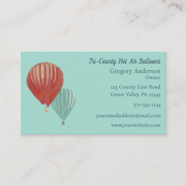 Painted Hot Air Balloons Custom Business Card (Front)