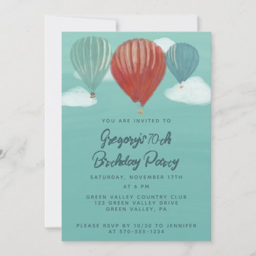 Painted Hot Air Balloons Custom Party Invitation