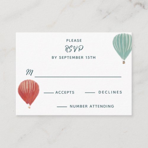 Painted Hot Air Balloons Custom Wedding Enclosure Card
