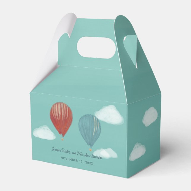Painted Hot Air Balloons Custom Wedding Favor Boxes (Front Side)