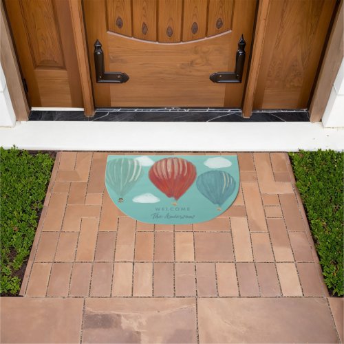 Painted Hot Air Balloons Personalized Doormat
