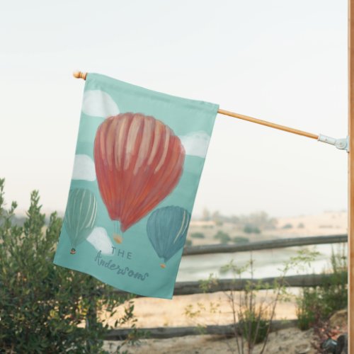 Painted Hot Air Balloons Personalized House Flag