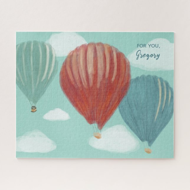 Painted Hot Air Balloons Personalized Jigsaw Puzzle (Horizontal)