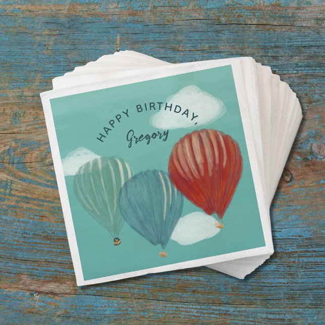 Painted Hot Air Balloons Personalized Napkins (Creator Uploaded)
