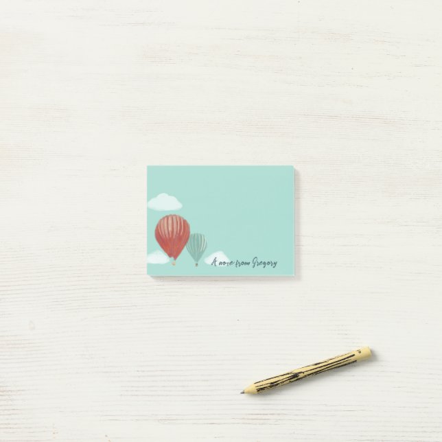 Painted Hot Air Balloons Personalized Post-it Notes (On Desk)