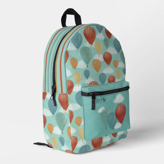 Painted Hot Air Balloons Personalized Printed Backpack (Back Corner Left)