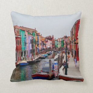 Painted Houses Italy Venice Throw Pillow