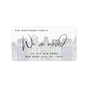 Painted Houses Watercolor New Home Moving Address Label