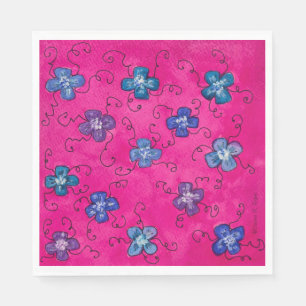 Painted Hydrangea Blossoms Party Napkins