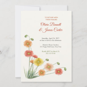 Painted Iceland Poppies Wedding Invitation