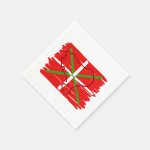 Painted Ikurriña with outline of Basque Country, Paper Napkins