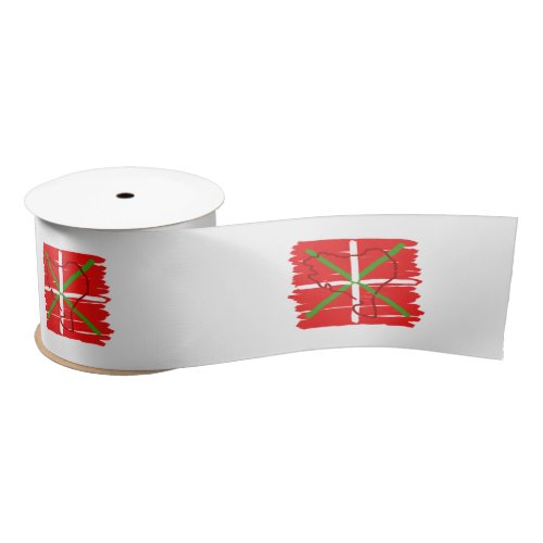 Painted Ikurria with outline of Basque Country Satin Ribbon