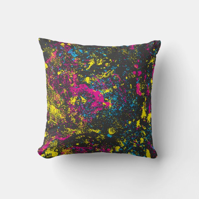 Painted in CMYK Throw Pillow (Front)