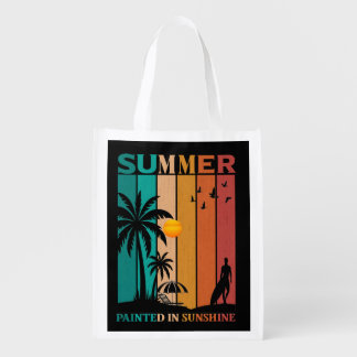 Painted in Sunshine Retro Summer Tee Grocery Bag
