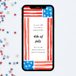 Painted Independence 4th of July Party Invitation<br><div class="desc">Invite your friends and family to celebrate America's independence with our stunning 4th of July party invitations. Featuring a simple black typography on a white background, our design is both elegant and understated, making it perfect for any type of party. Surrounding the typography is a beautiful watercolor painted American flag...</div>