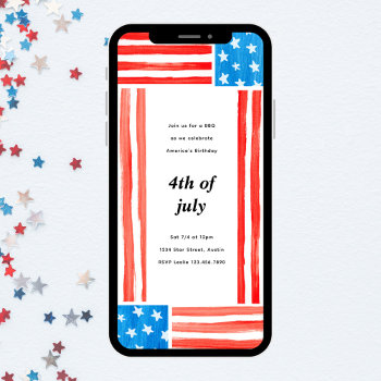 Painted Independence 4th Of July Party Invitation by origamiprints at Zazzle