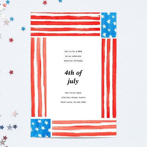 Painted Independence 4th of July Party Invitation