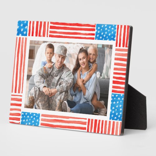 Painted Independence Custom American Flag Photo Plaque