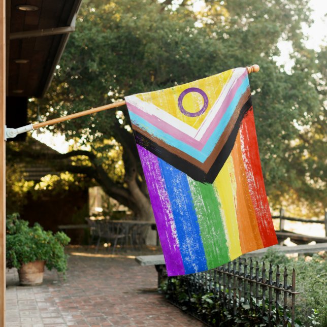 Painted Intersex LGBTQ+ Progress Pride Flag (In SItu)