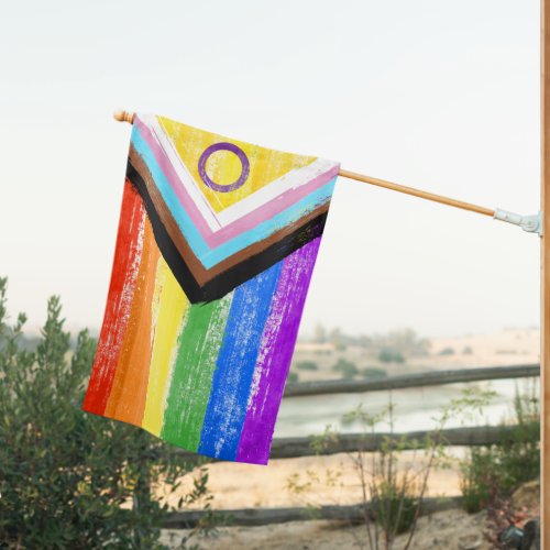 Painted Intersex LGBTQ Progress Pride Flag