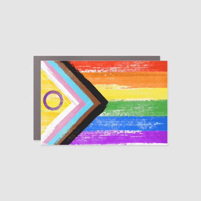Painted Intersex LGBTQ+ Progress Pride Flag Car Magnet | Zazzle