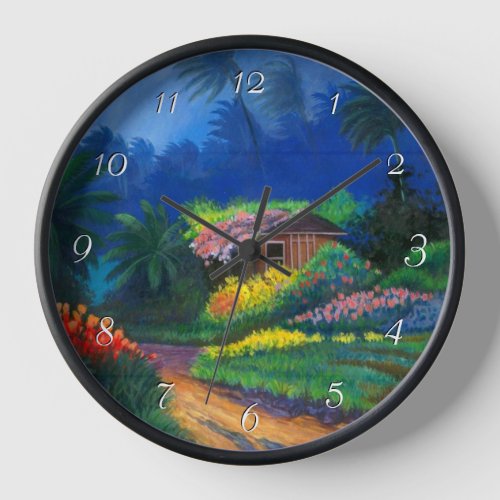 Painted Island Shack Round Clock