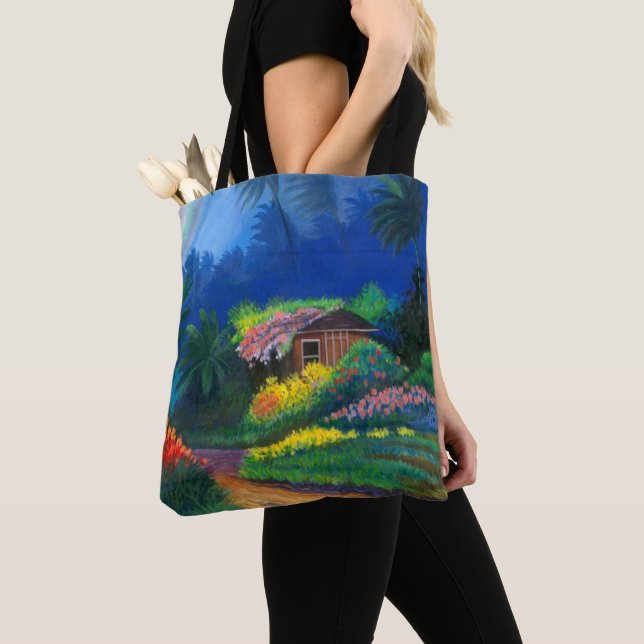 Painted Island Shack Tote Bag (Close Up)