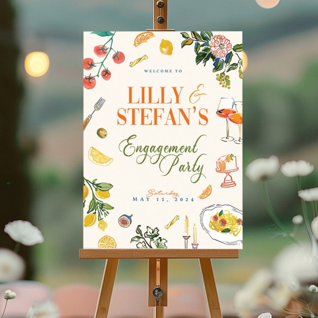 Painted Italian Style Engagement Party Welcome Sig Foam Board (Creator Uploaded)