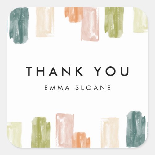 Painted Jewels Thank You Card Square Sticker