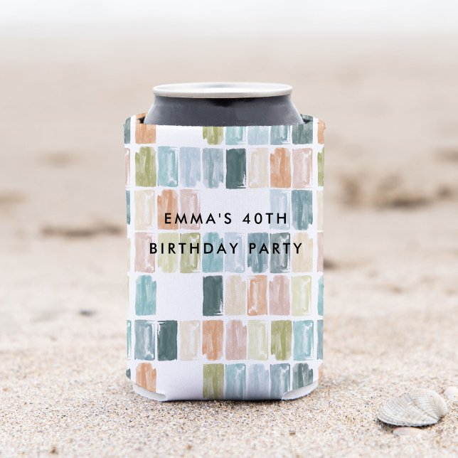 Painted Jewels Watercolor Personalized Can Cooler (Watercolor jewels personalized can cooler.)