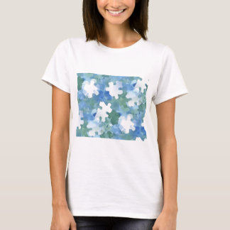 Painted Jigsaw Puzzle Piece in Blue and Green T-Shirt