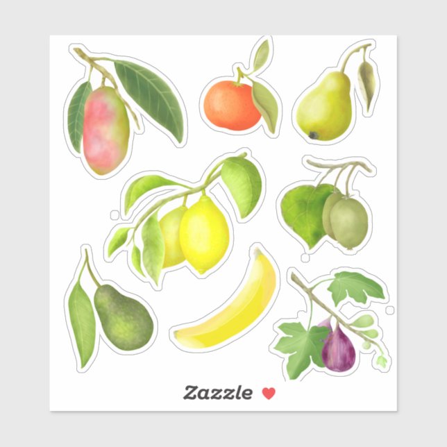 Painted Juicy Fruits Scrapbook Stationery  Sticker (Sheet)