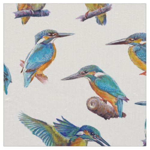 painted Kingfishers Fabric