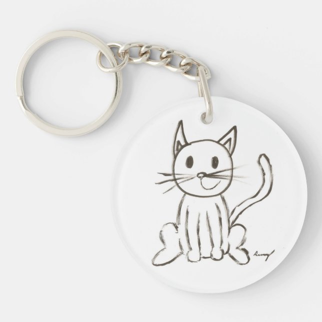 Painted Kitty Acrylic Keychain (Front)